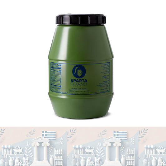 Sparta Gourmet Grüne Oliven, gefüllt mit Knoblauch 🧄 | Herzhaft & Aromatisch (2 kg)