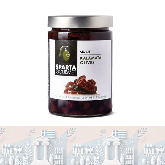 Sparta Gourmet Geschnittene Kalamata-Oliven 🫒 | Eingelegt in Nativem Olivenöl Extra (580g)